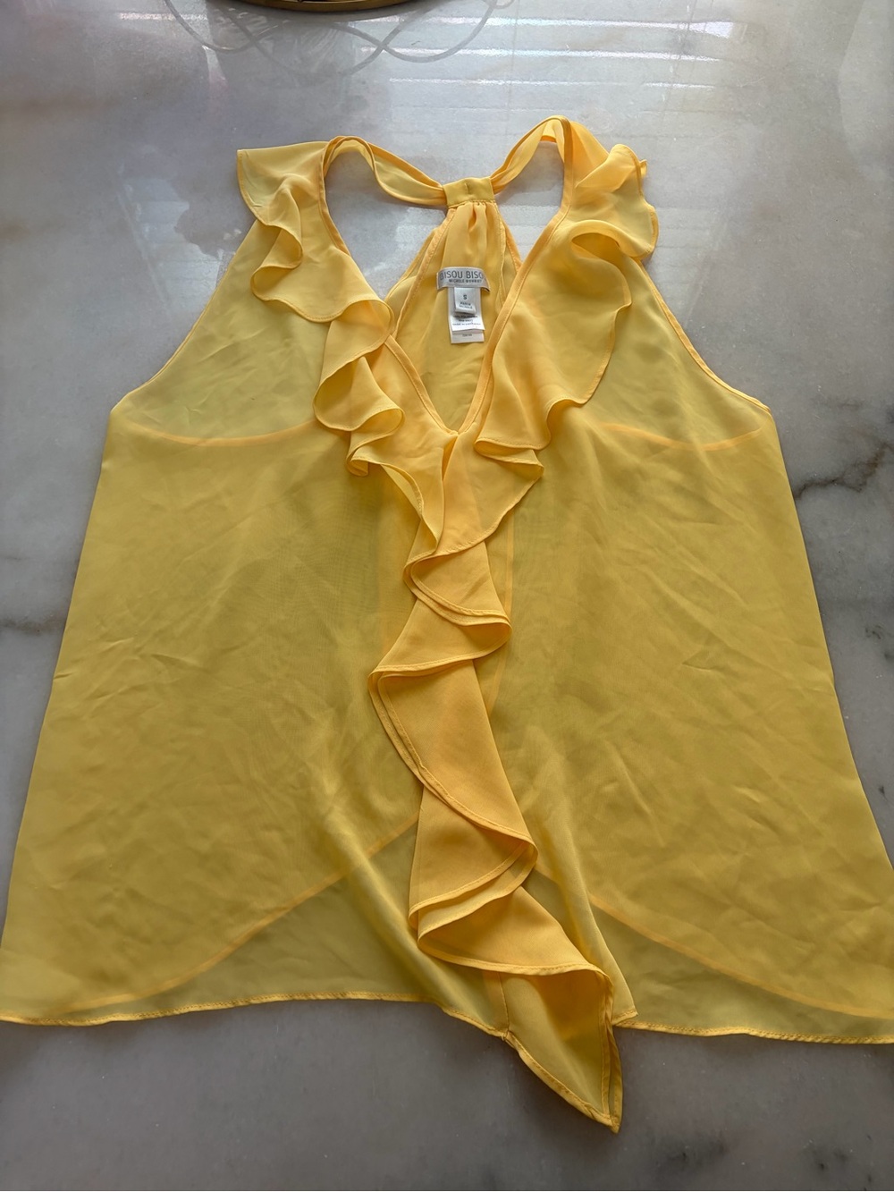 Bisou Bisou Sunny Yellow Ruffle Halter Camisole